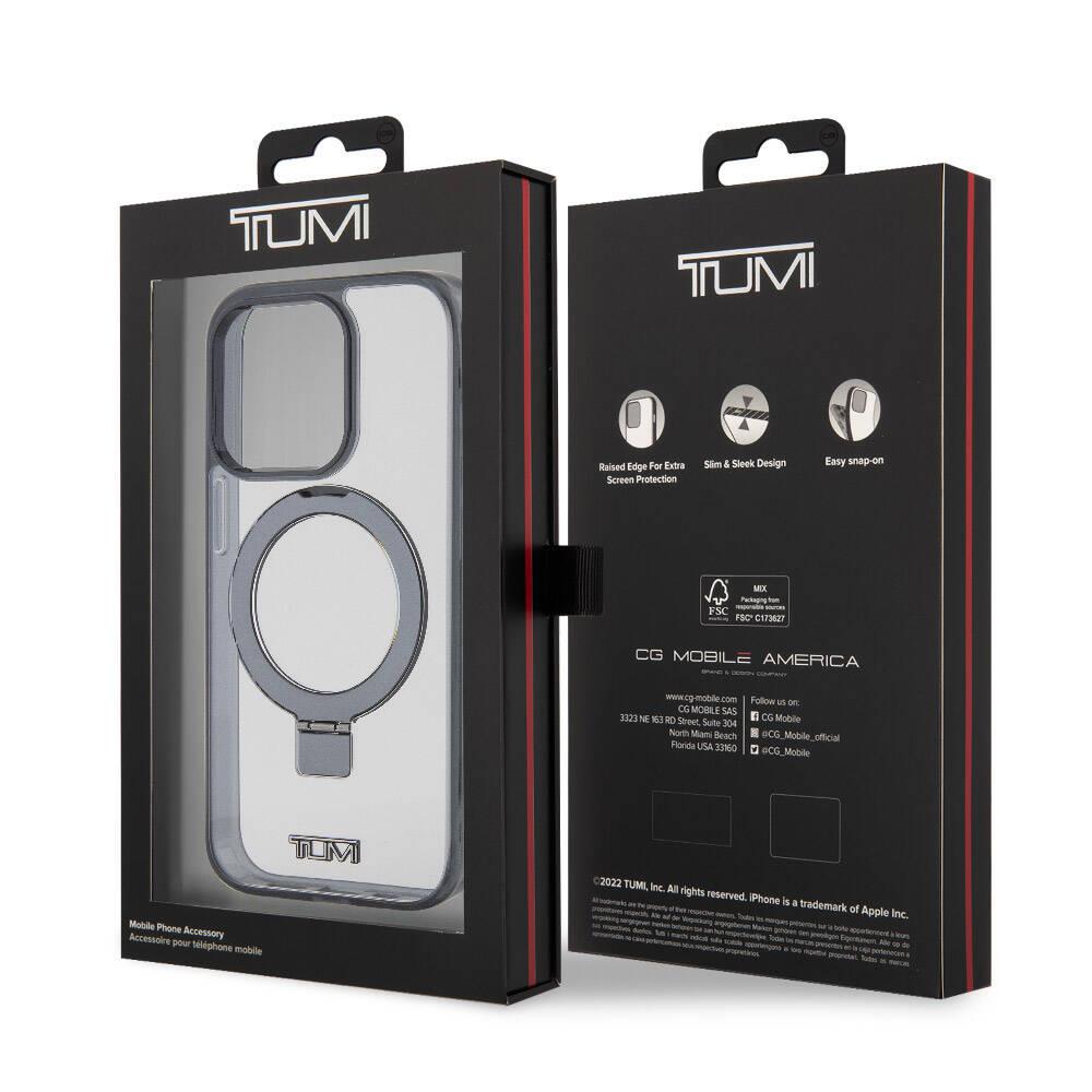Apple iPhone 15 Pro Max Kılıf TUMI Orjinal Lisanslı M-safe Şarj Özellikli Metal Logolu Ring Standlı Silikon Kapak