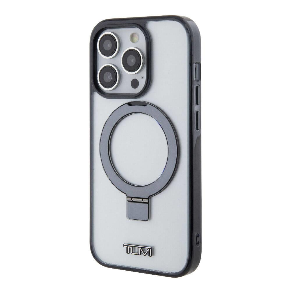 Apple iPhone 15 Pro Max Kılıf TUMI Orjinal Lisanslı M-safe Şarj Özellikli Metal Logolu Ring Standlı Silikon Kapak