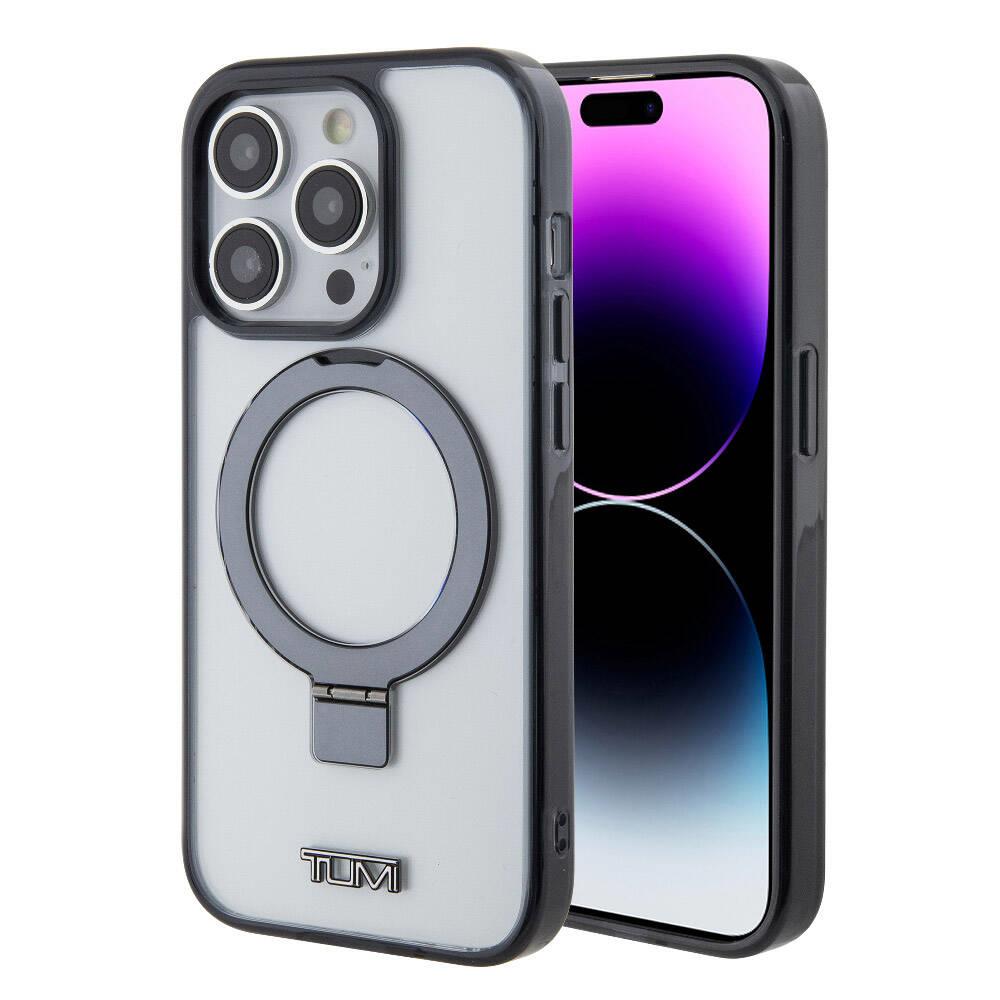 Apple iPhone 15 Pro Max Kılıf TUMI Orjinal Lisanslı M-safe Şarj Özellikli Metal Logolu Ring Standlı Silikon Kapak