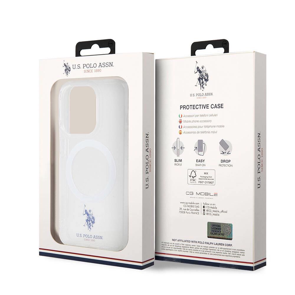 Apple iPhone 15 Pro Max Kılıf U.S. Polo Assn. Orjinal Lisanslı M-safe Şarj Özellikli Transparan Tasarım Kapak