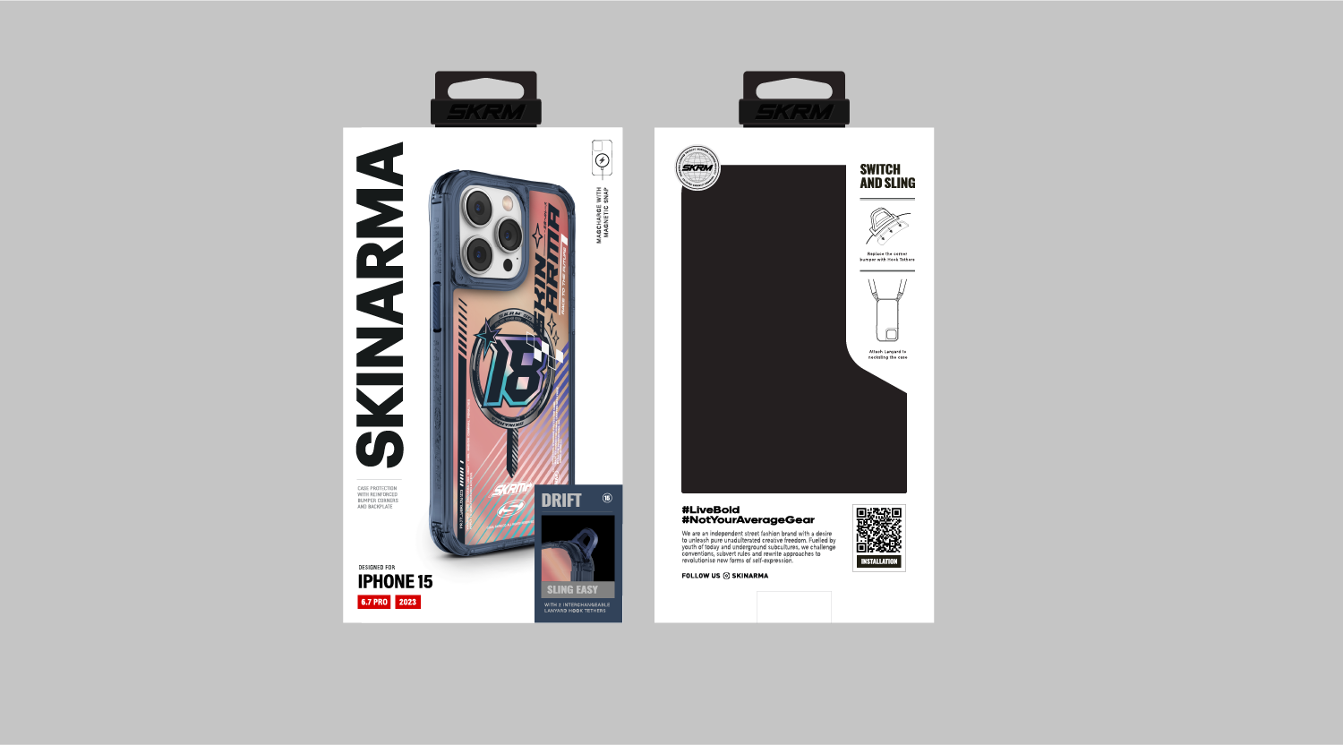 Apple iPhone 15 Pro Max SkinArma M-safe Şarj Özellikli Sticker Yapıştırmalı Drift Kapak