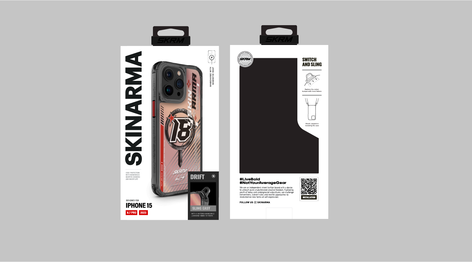 Apple iPhone 15 Pro Max SkinArma M-safe Şarj Özellikli Sticker Yapıştırmalı Drift Kapak