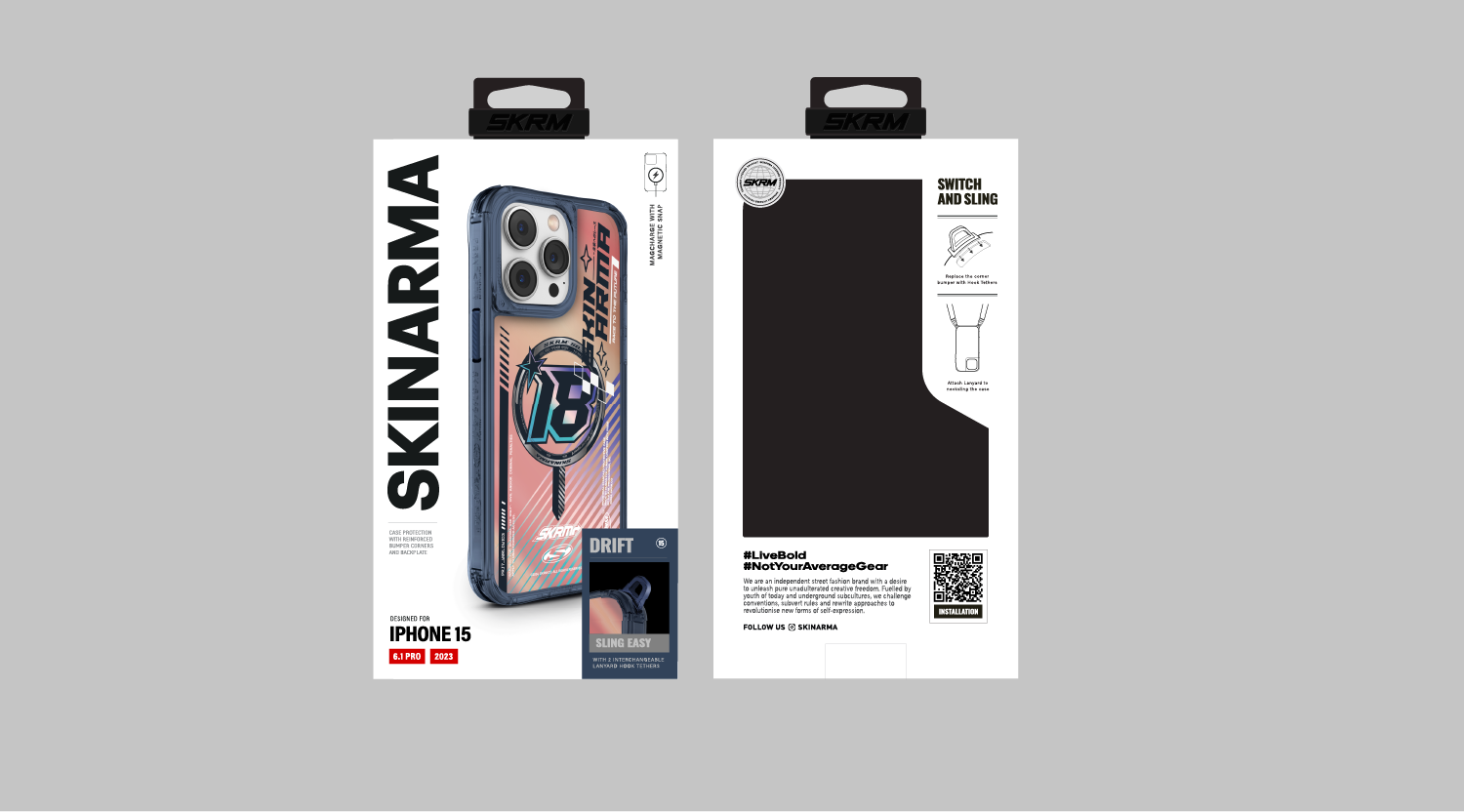 Apple iPhone 15 Pro SkinArma M-safe Şarj Özellikli Sticker Yapıştırmalı Drift Kapak