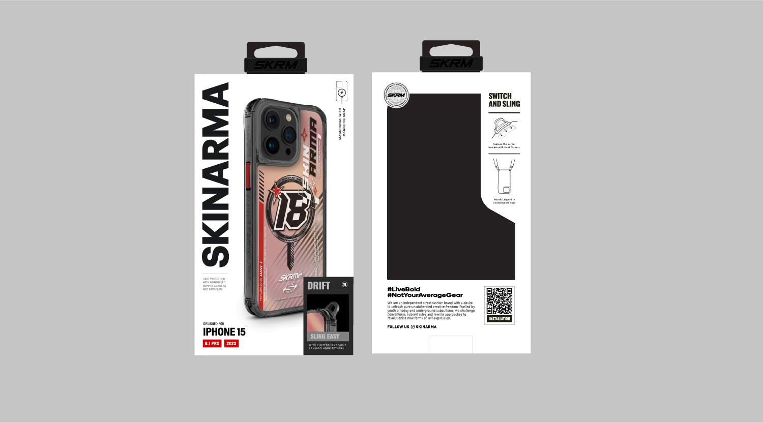 Apple iPhone 15 Pro SkinArma M-safe Şarj Özellikli Sticker Yapıştırmalı Drift Kapak