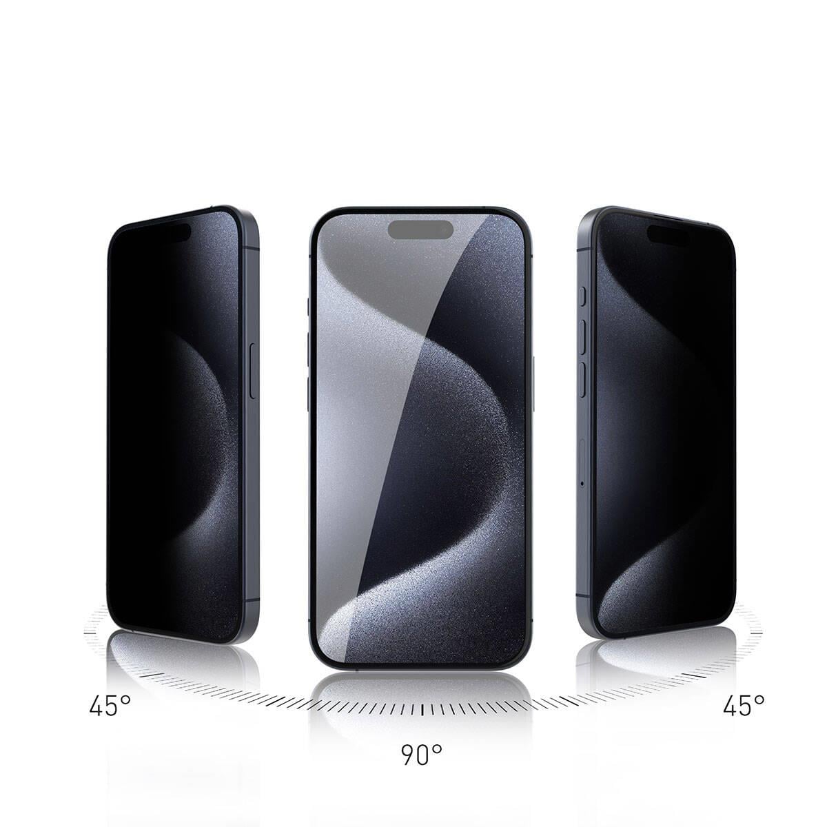 Apple iPhone 15 Pro Zore Rika Premium Privacy Temperli Cam Ekran Koruyucu
