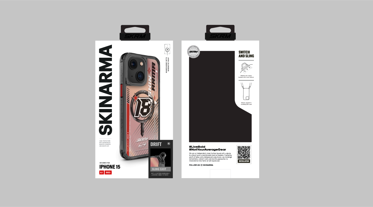 Apple iPhone 15 SkinArma M-safe Şarj Özellikli Sticker Yapıştırmalı Drift Kapak