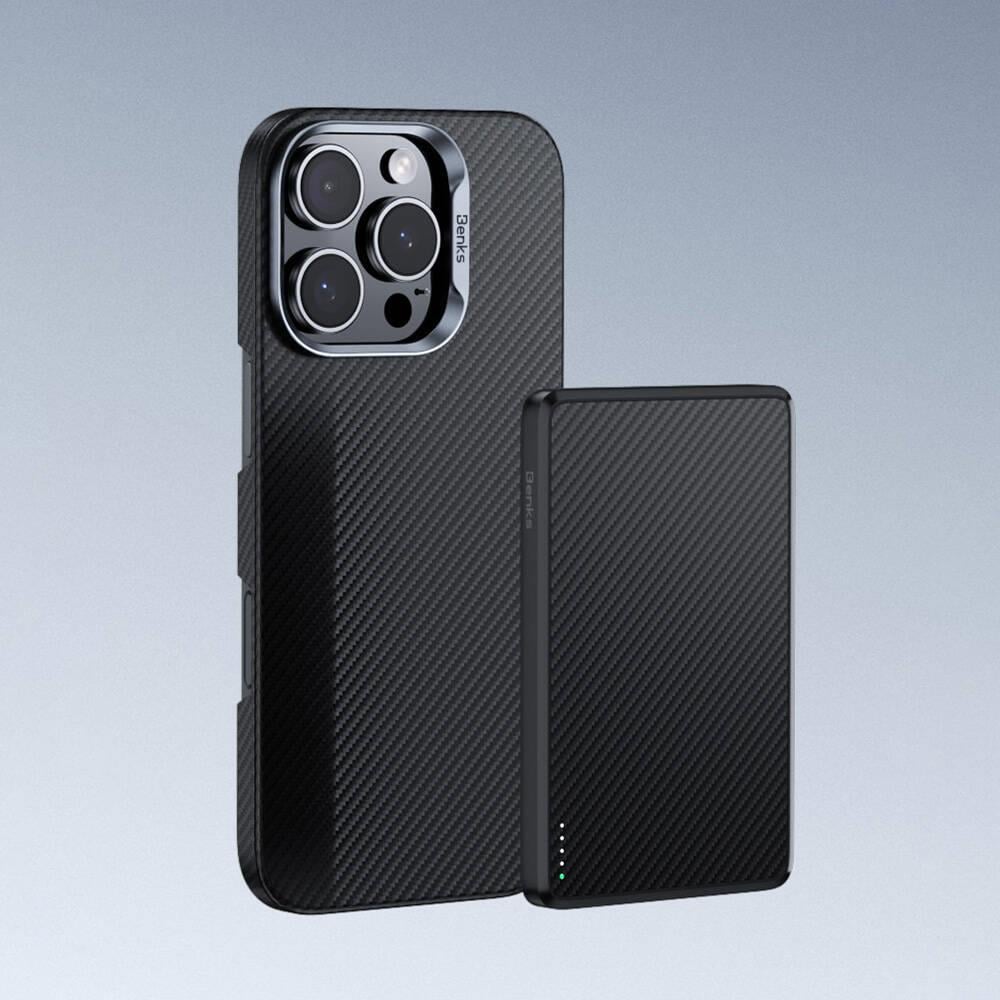 Apple iPhone 16 Kılıf Benks M-safe Şarj Özellikli Magnetik ArmorAir 600D Kevlar Fiber Kapak