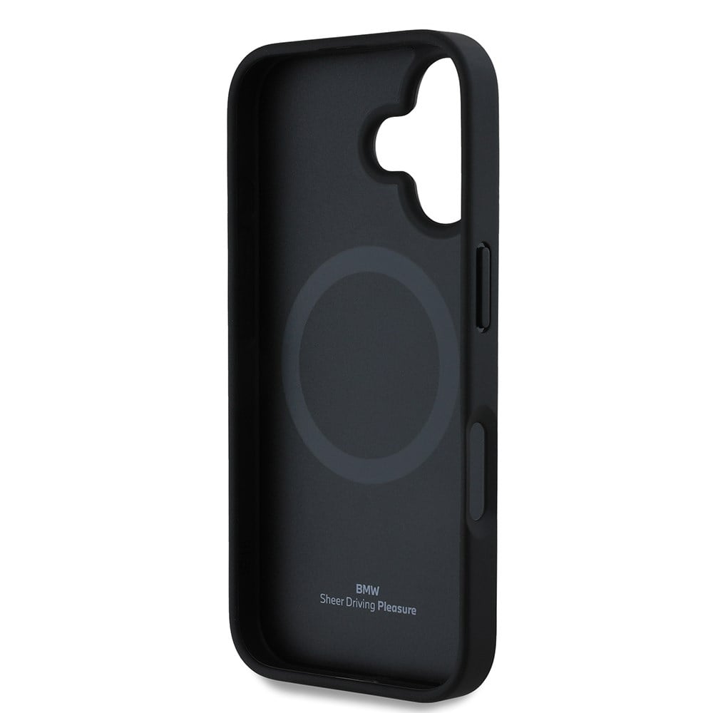 Apple iPhone 16 Kılıf BMW Orjinal Lisanslı M-safe Şarj Özellikli Metal Logolu Yarım Dokulu Circle Deri Kapak