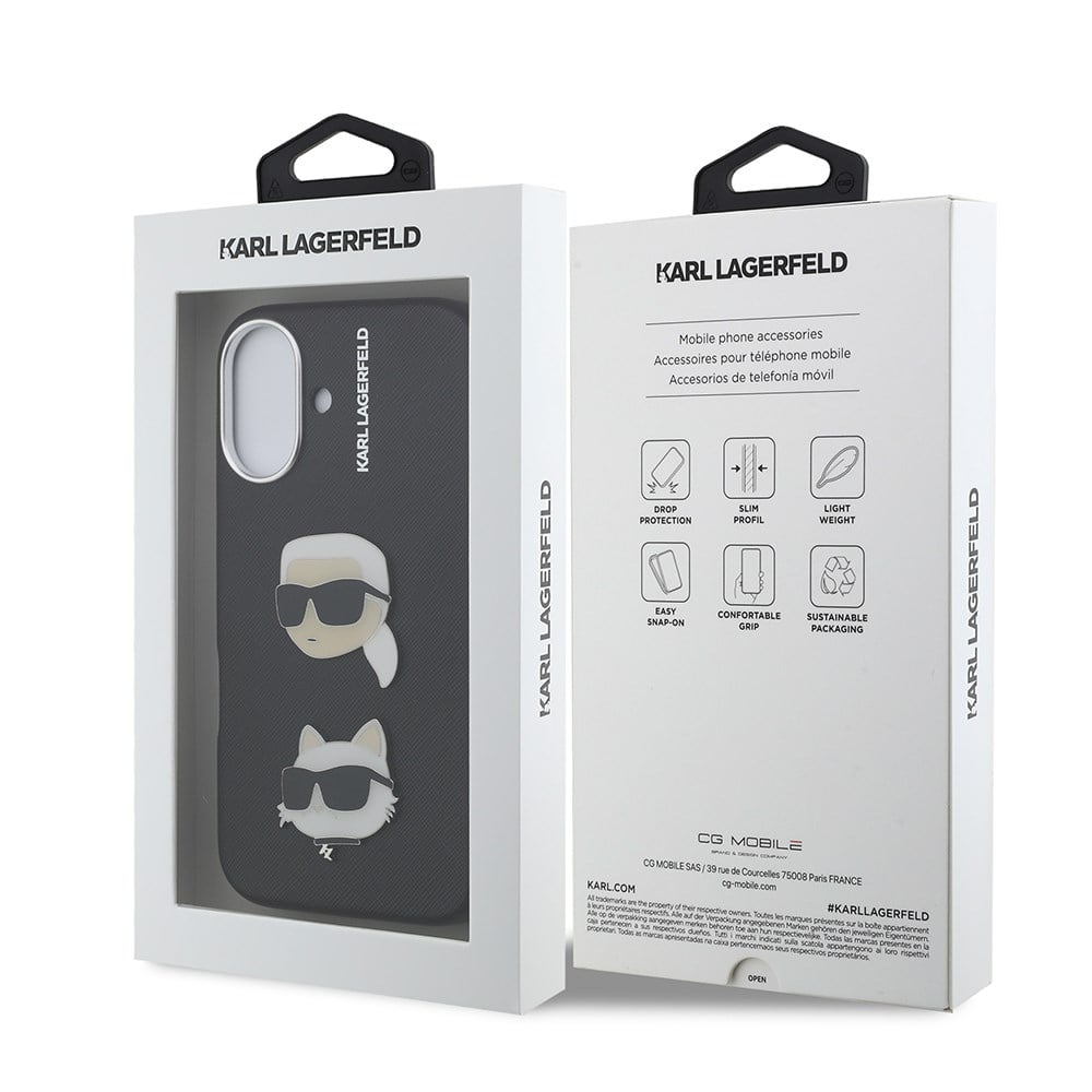 Apple iPhone 16 Kılıf Karl Lagerfeld Orjinal Lisanslı K&C Heads Pin Kapak
