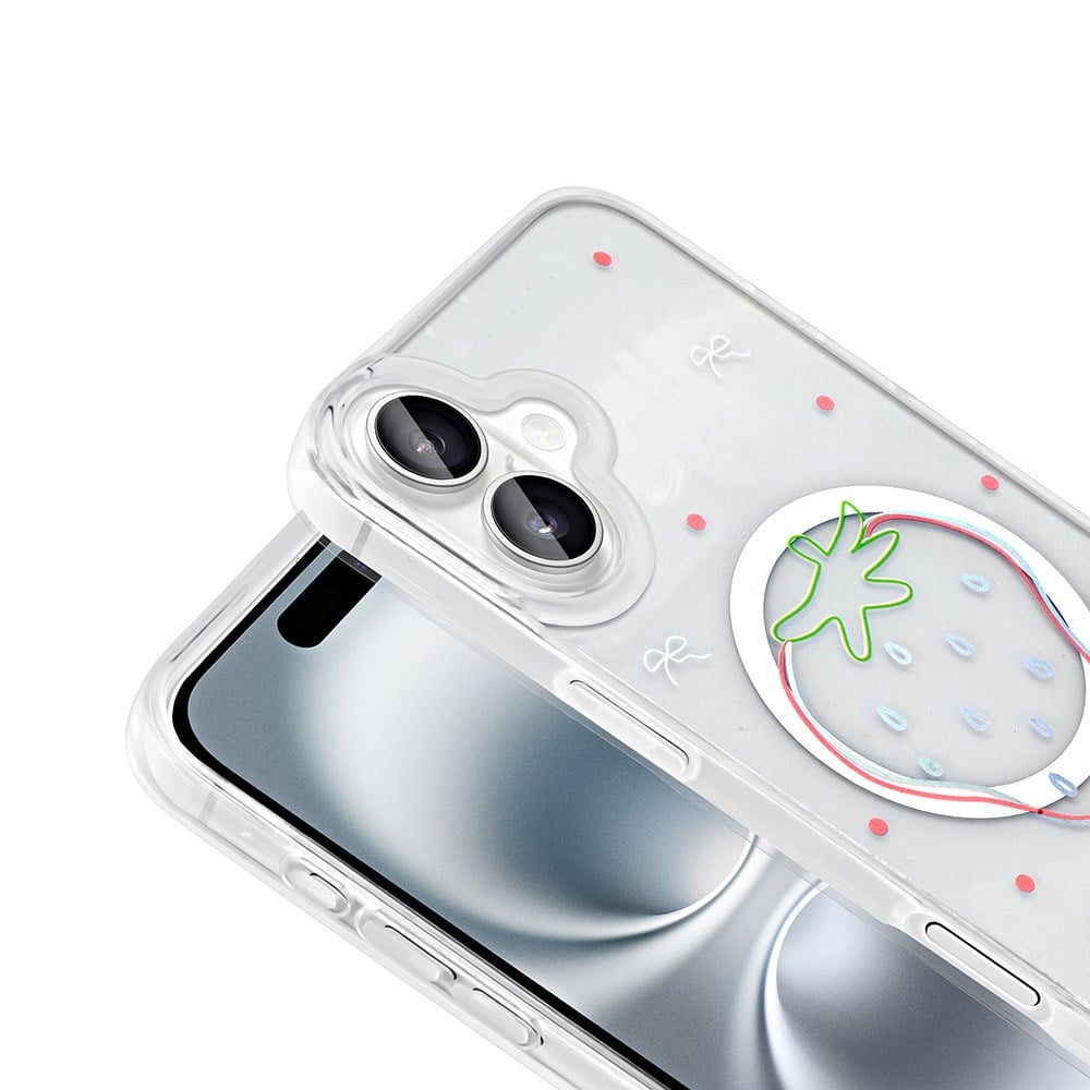 Apple iPhone 16 Kılıf M-Safe Şarj Özellikli Şeffaf Zore Folk Sert Kapak