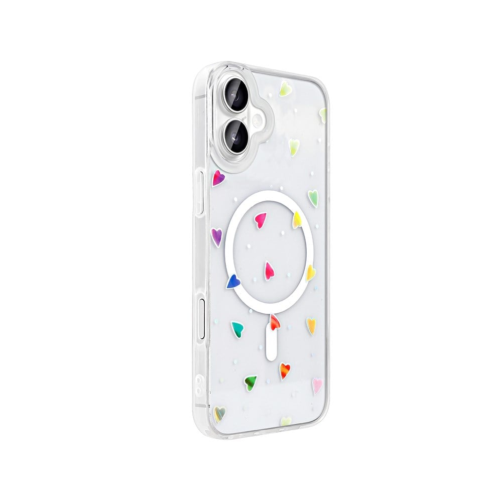 Apple iPhone 16 Kılıf M-Safe Şarj Özellikli Şeffaf Zore Folk Sert Kapak