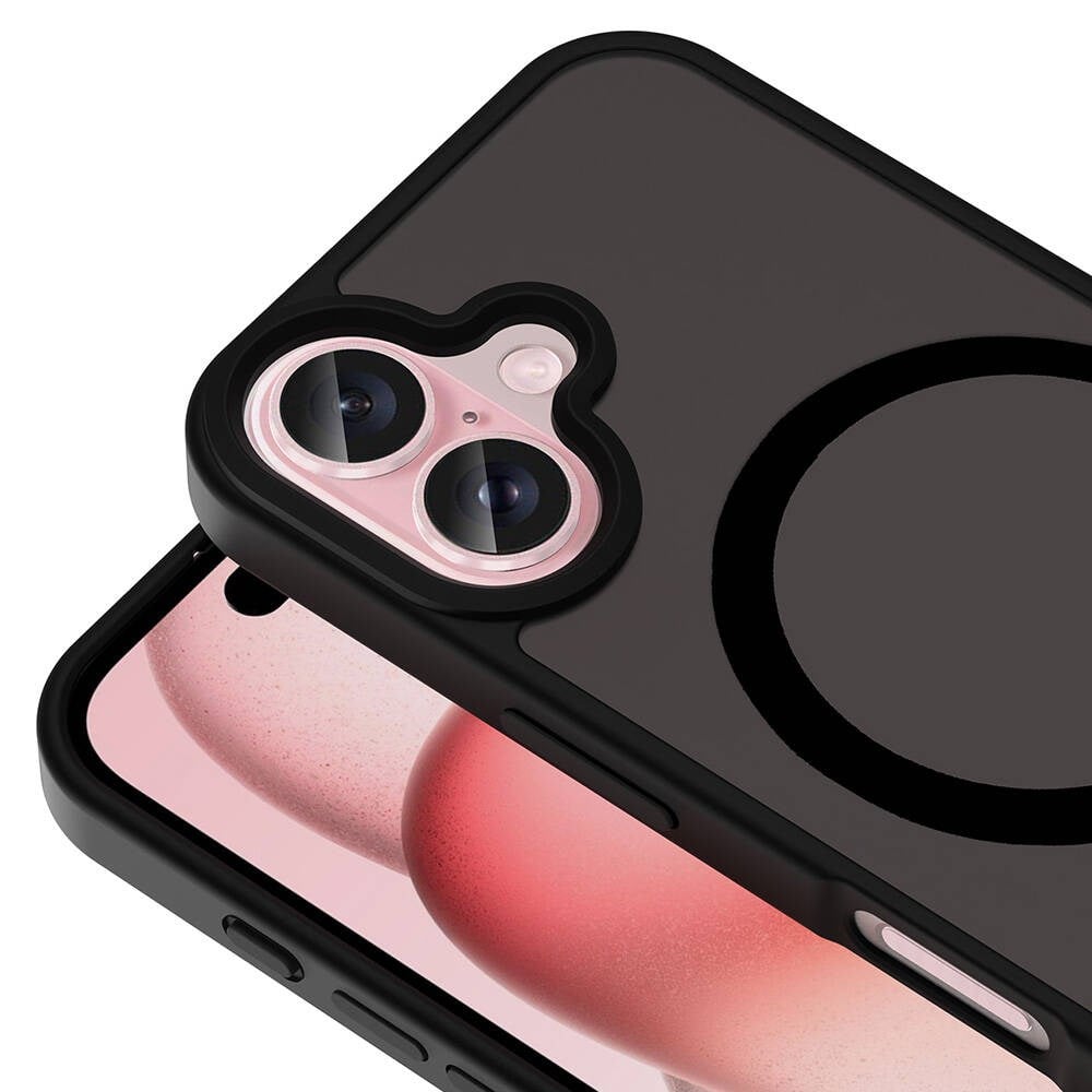 Apple iPhone 16 Kılıf M-safe Şarj Özellikli Oyuklu Tasarım Mutural Bumpy Clear Kapak