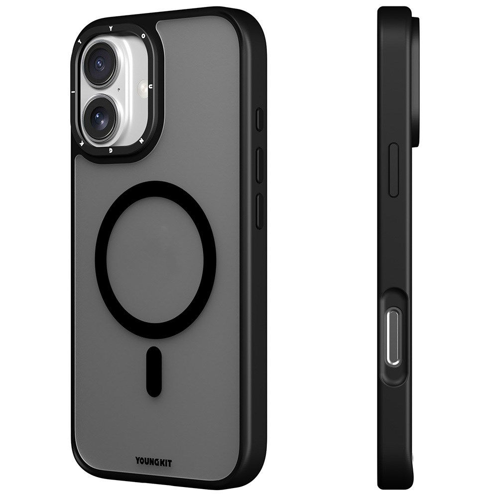 Apple iPhone 16 Kılıf M-safe Şarj Özellikli Cam Arka Yüzey TPU Youngkit Gemstone Serisi Kapak
