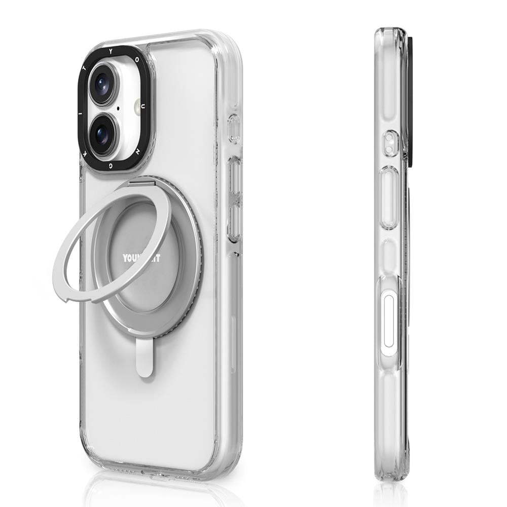 Apple iPhone 16 Kılıf M-safe Şarj Özellikli Parmak Ring Standlı Youngkit Pivot Serisi Kapak