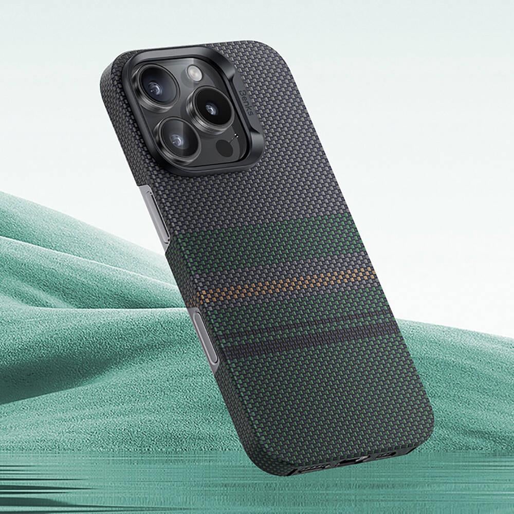 Apple iPhone 16 Kılıf M-safe Şarj Özellikli Karbon Fiber Tasarımlı Benks Aurora ArmorAir Kevlar Kapak