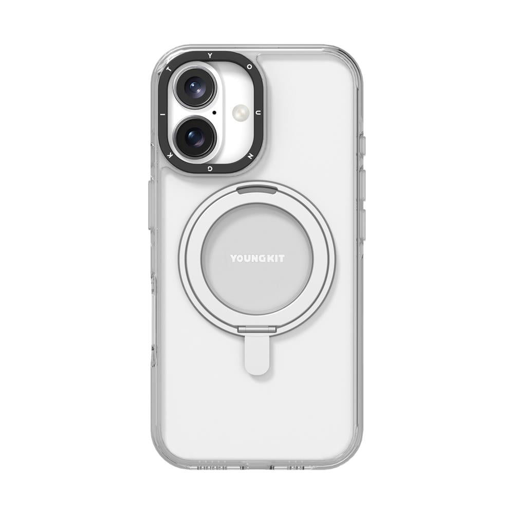 Apple iPhone 16 Kılıf M-safe Şarj Özellikli Parmak Ring Standlı Youngkit Pivot Serisi Kapak