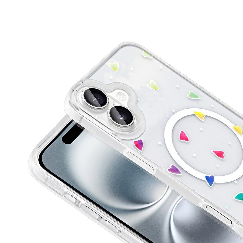 Apple iPhone 16 Kılıf M-Safe Şarj Özellikli Şeffaf Zore Folk Sert Kapak