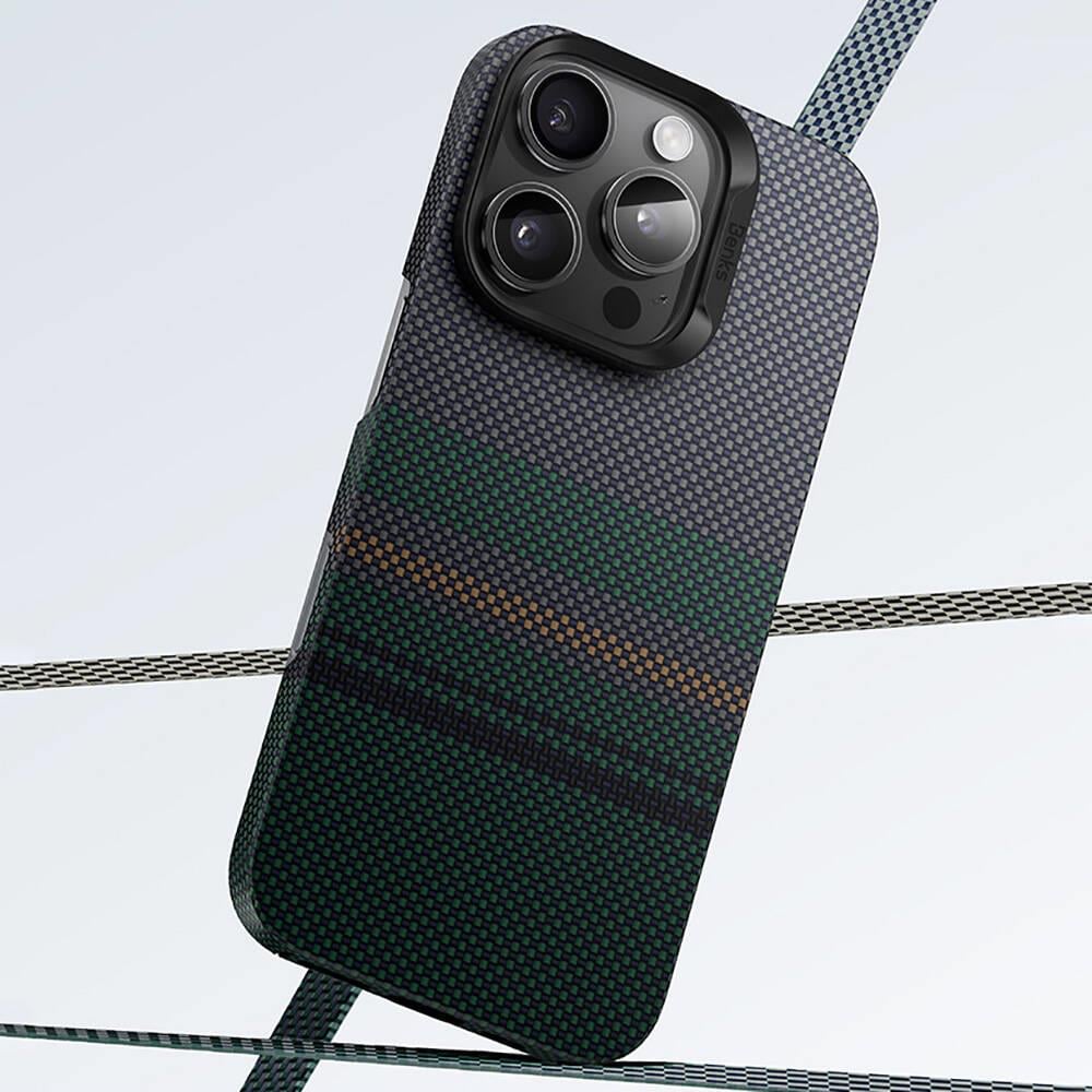 Apple iPhone 16 Kılıf M-safe Şarj Özellikli Karbon Fiber Tasarımlı Benks Aurora ArmorAir Kevlar Kapak