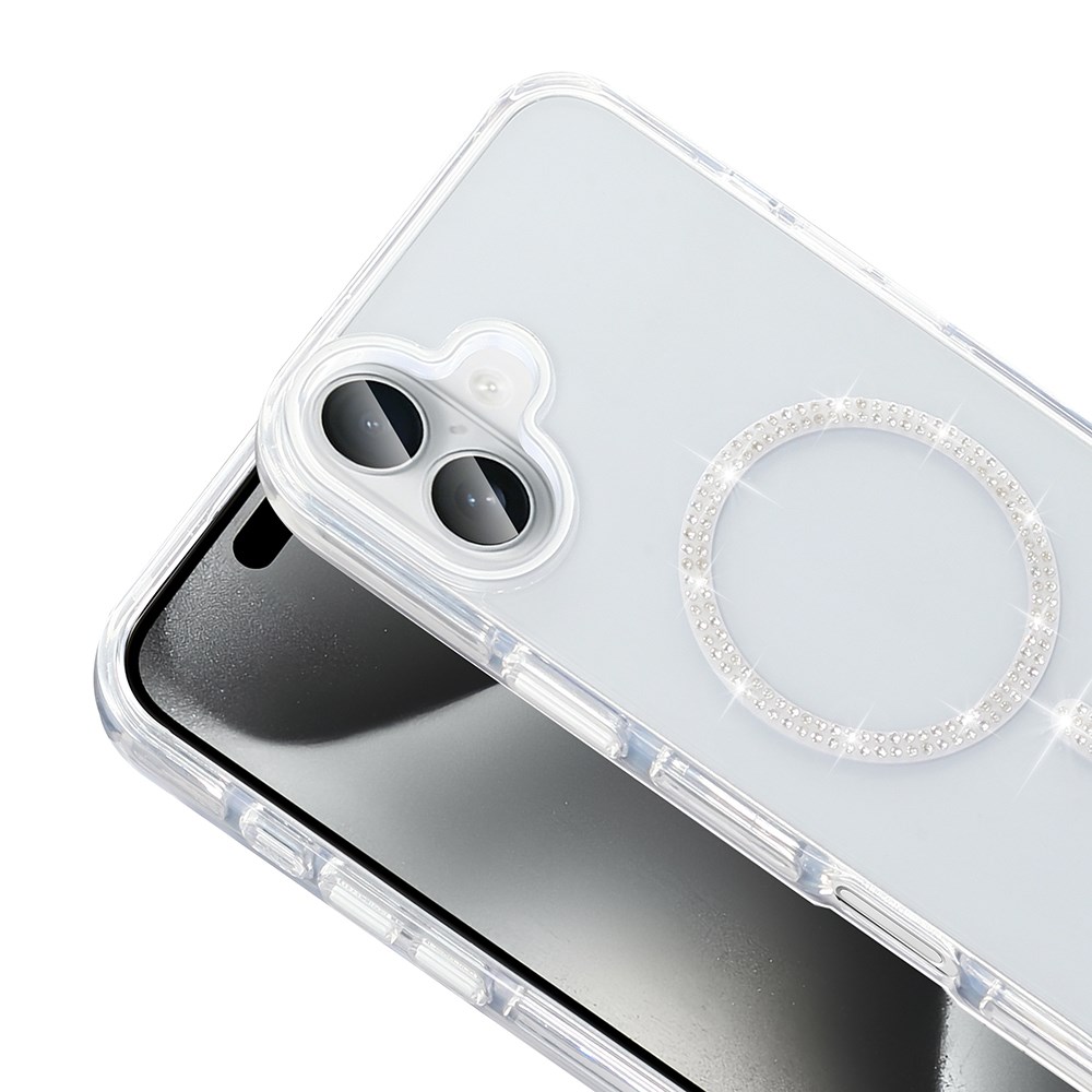 Apple iPhone 16 Kılıf Taşlı Tasarım M-safe Şarj Özellikli Zore Koment Silikon Kapak