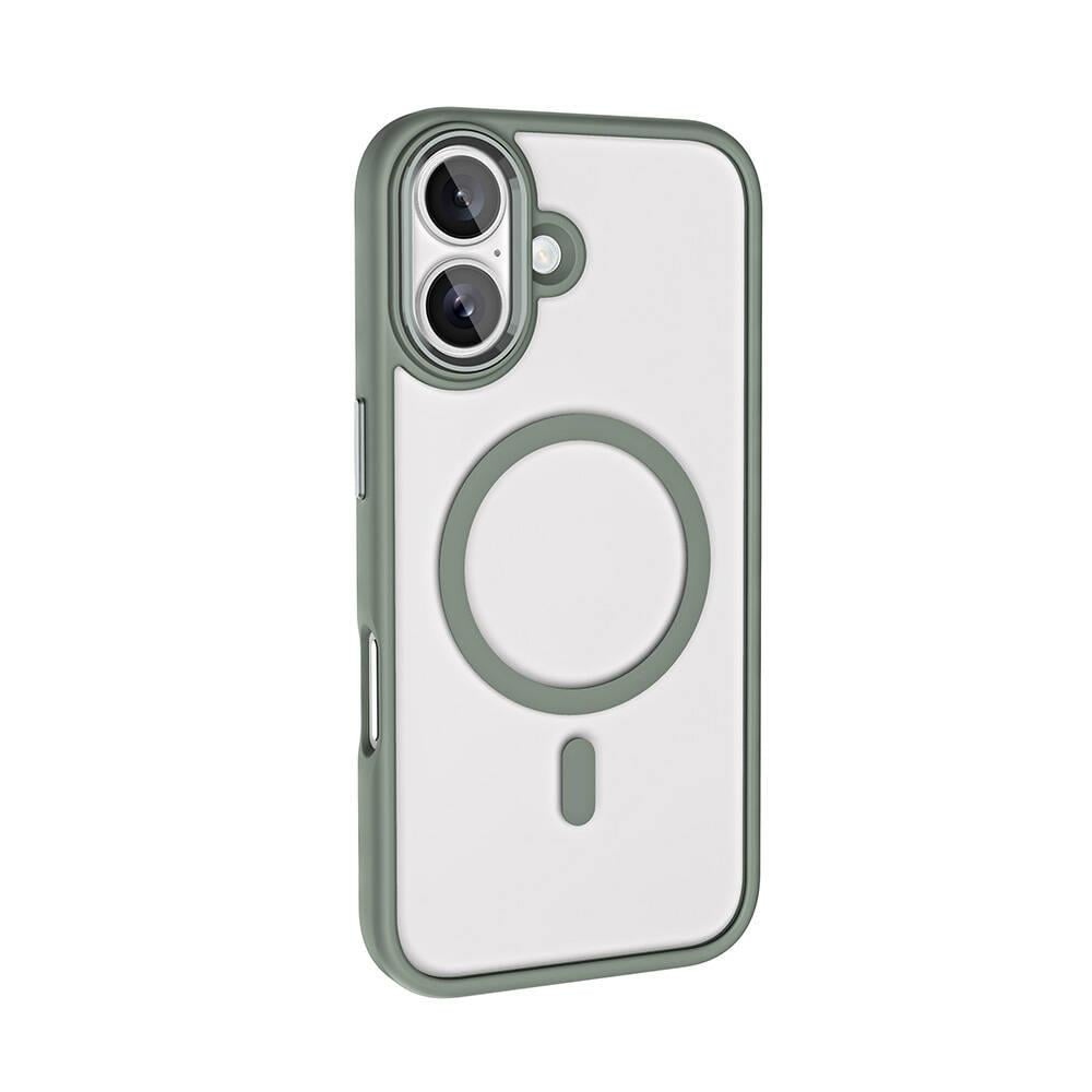 Apple iPhone 16 Kılıf Wireless Şarj Özellikli Zore Krom M-safe Silikon Kapak