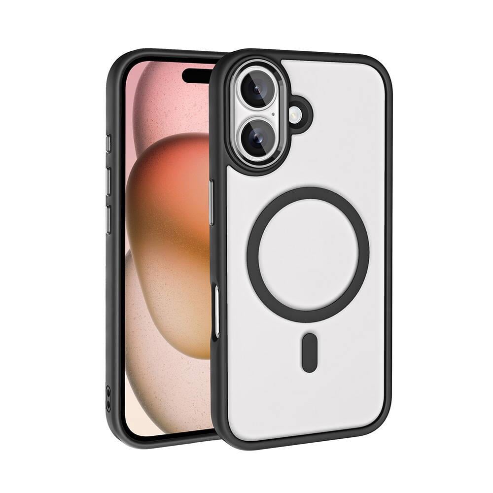 Apple iPhone 16 Kılıf Wireless Şarj Özellikli Zore Krom M-safe Silikon Kapak