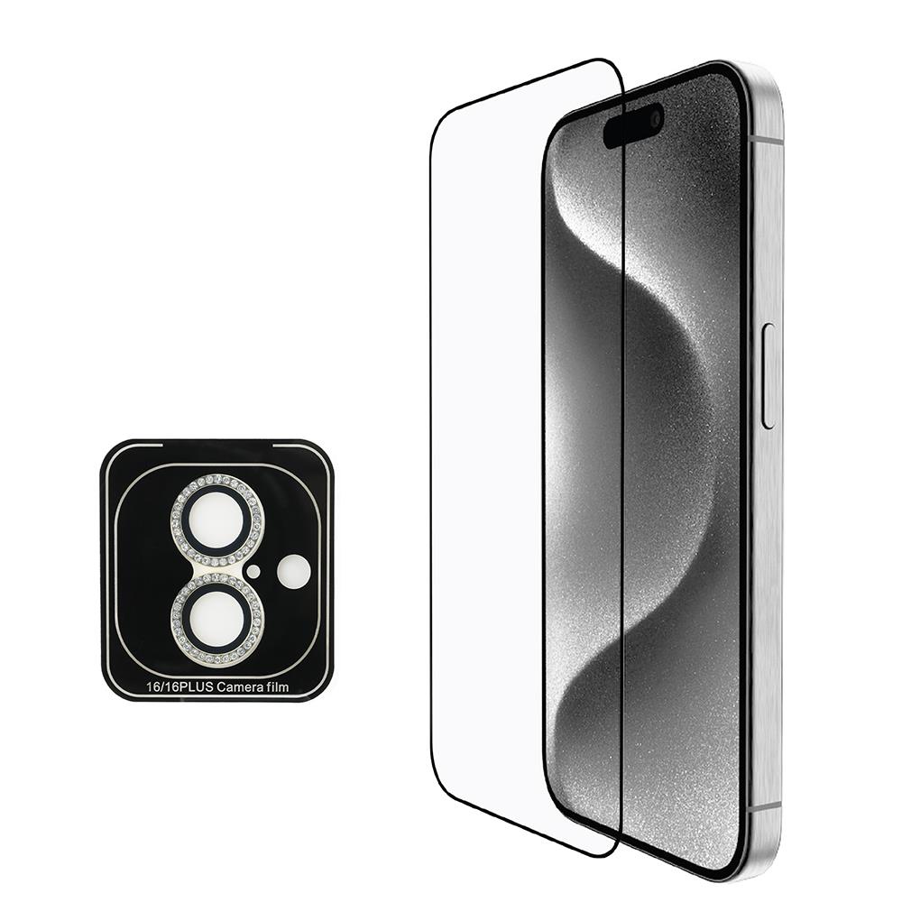 Apple iPhone 16 Plus Guess Orjinal Lisanslı Kılıf + Ekran Koruyucu + Lens Koruyucu 3in1 Aksesuar Seti