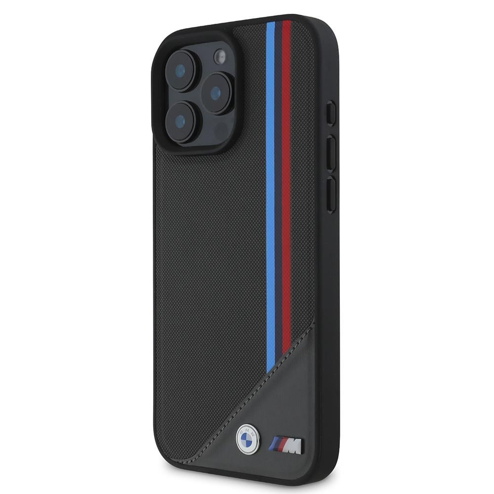 Apple iPhone 16 Plus Kılıf BMW Orjinal Lisanslı M-safe Şarj Özellikli M Logolu Üç Çizgili Dikiş Detaylı Meshed Tricolor Stripes Kapak