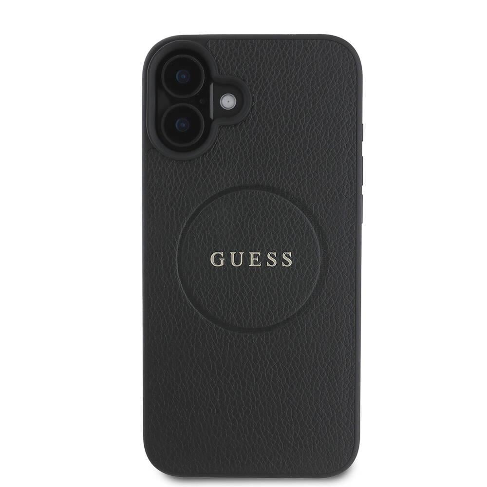 Apple iPhone 16 Plus Kılıf Guess Orjinal Lisanslı M-safe Şarj Özellikli Yazı Logolu Grained Kapak