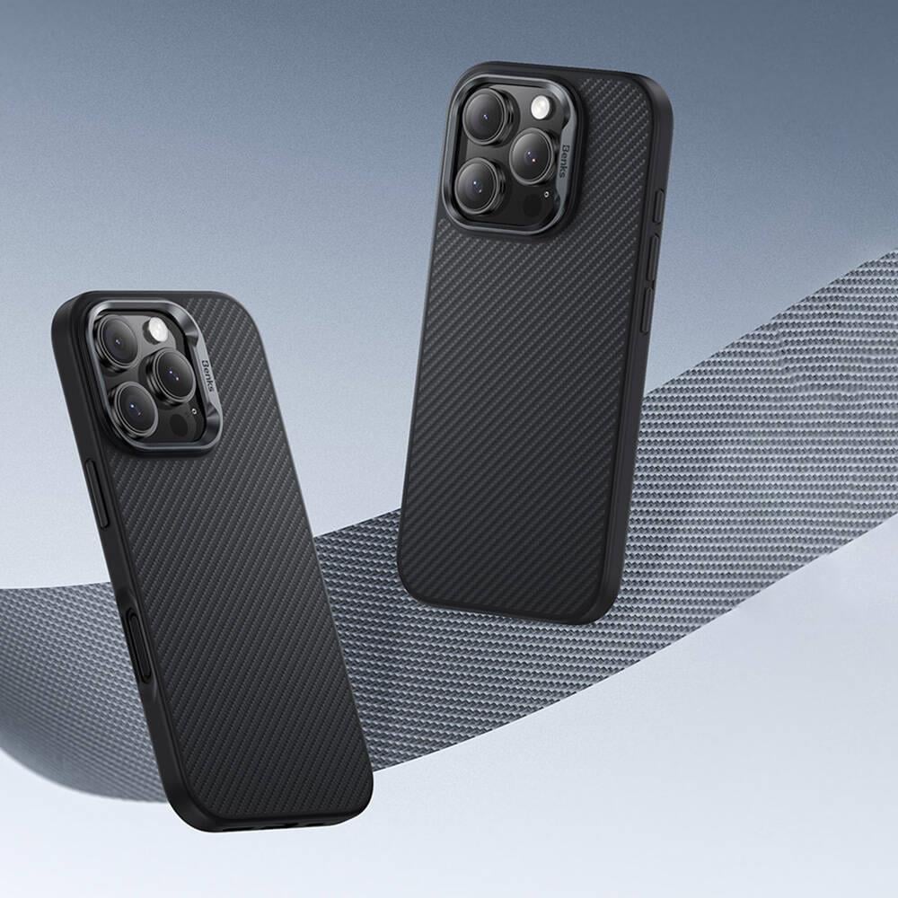 Apple iPhone 16 Plus Kılıf Karbon Fiber M-safe Şarj Özellikli Benks Hybrid ArmorPro 600D Kevlar Kapak