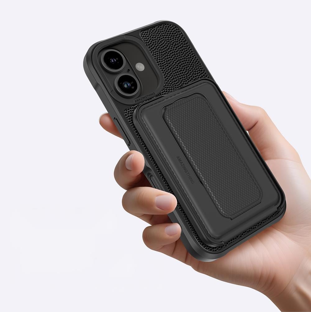 Apple iPhone 16 Plus Kılıf M-safe Şarj Özellikli Standlı Kartlıklı Set Amazinghing Glamour Luxe Serisi Kapak