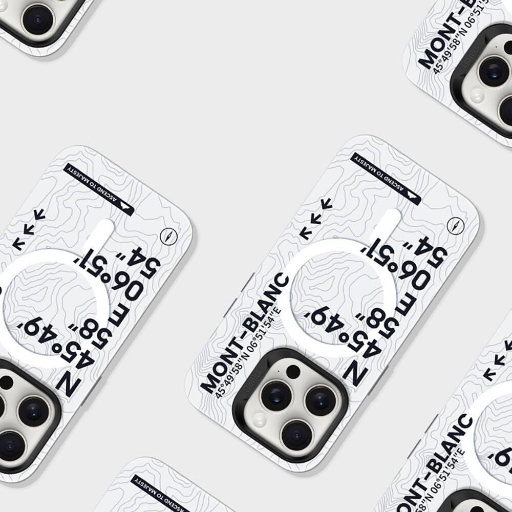 Apple iPhone 16 Plus Kılıf M-safe Şarj Özellikli Koordinat Yazı Desenli Benks Summit Serisi Kapak