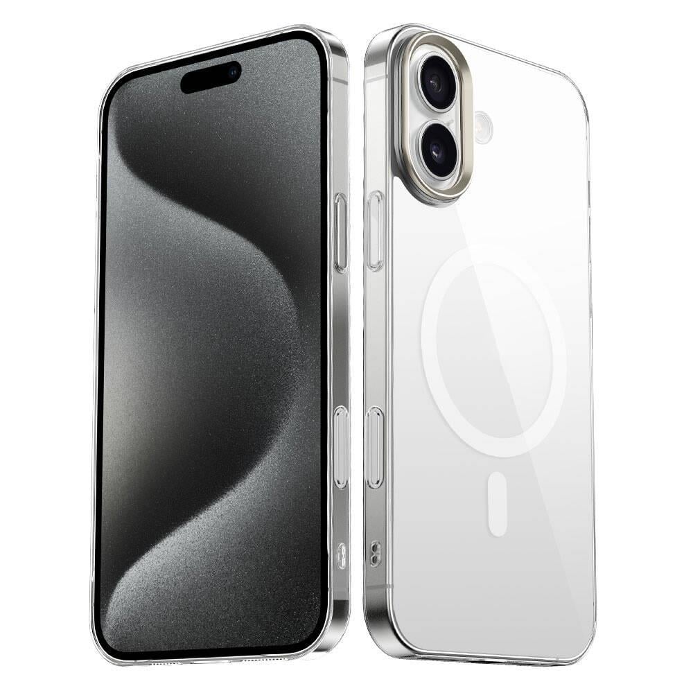 Apple iPhone 16 Plus Kılıf M-safe Şarj Özellikli Şeffaf Cam Arka Yüzey Zore G-Glass Kapak