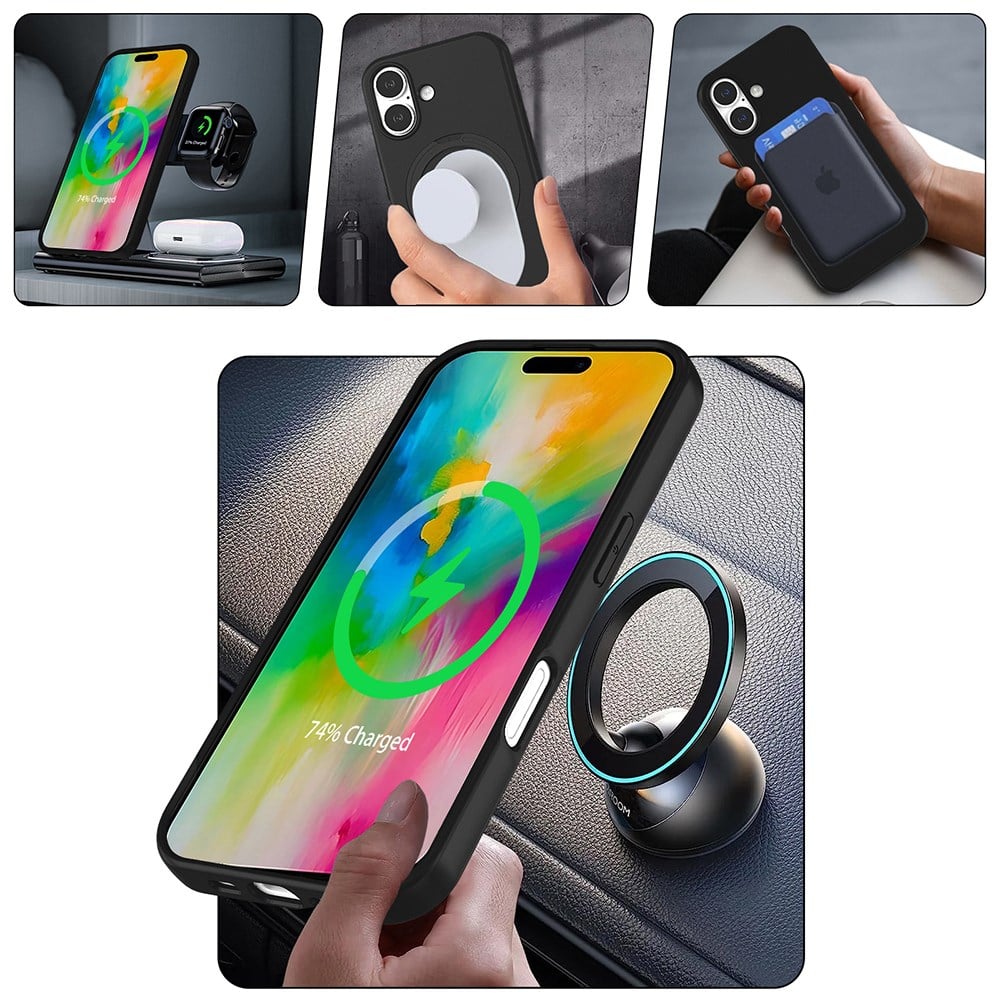 Apple iPhone 16 Plus Kılıf M-safe Şarj Özellikli PU Deri Zore Adora Kapak