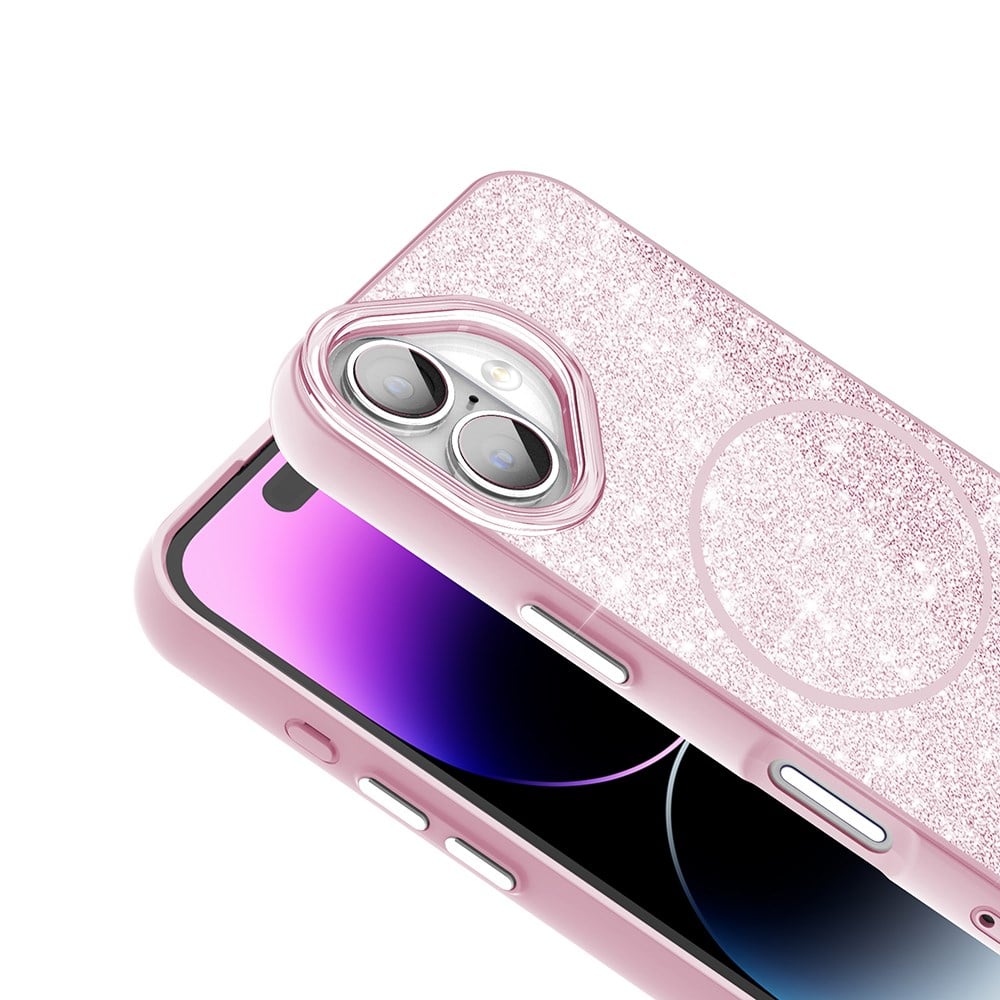 Apple iPhone 16 Plus Kılıf M-safe Şarj Özellikli Parlayan Simli Zore Okso Kapak