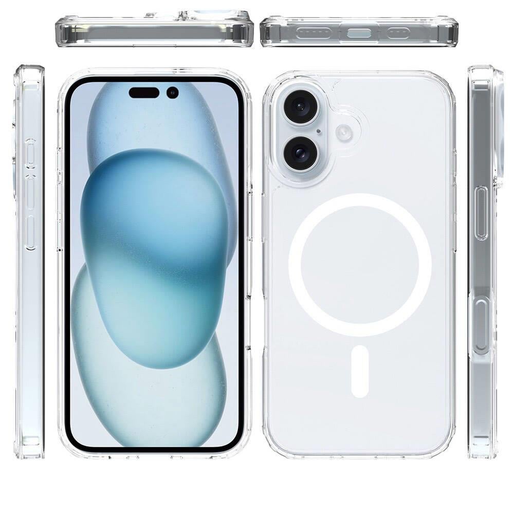 Apple iPhone 16 Plus Kılıf M-safe Şarj Özellikli Şeffaf Sert PC Zore Embos Kapak