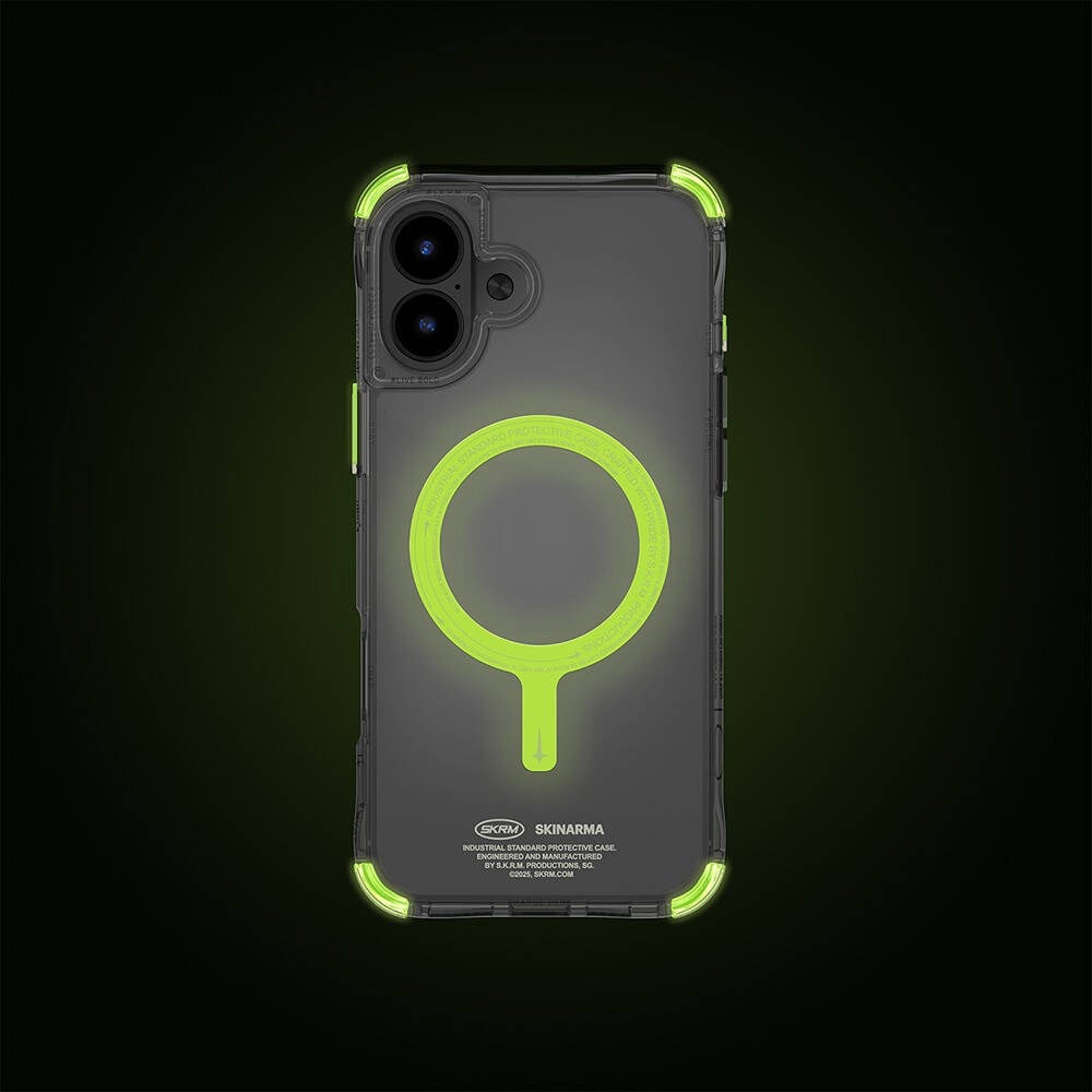 Apple iPhone 16 Plus Kılıf M-safe Şarj Özellikli Şeffaf Airbag Tasarımlı Skinarma Saido Nightglow Kapak