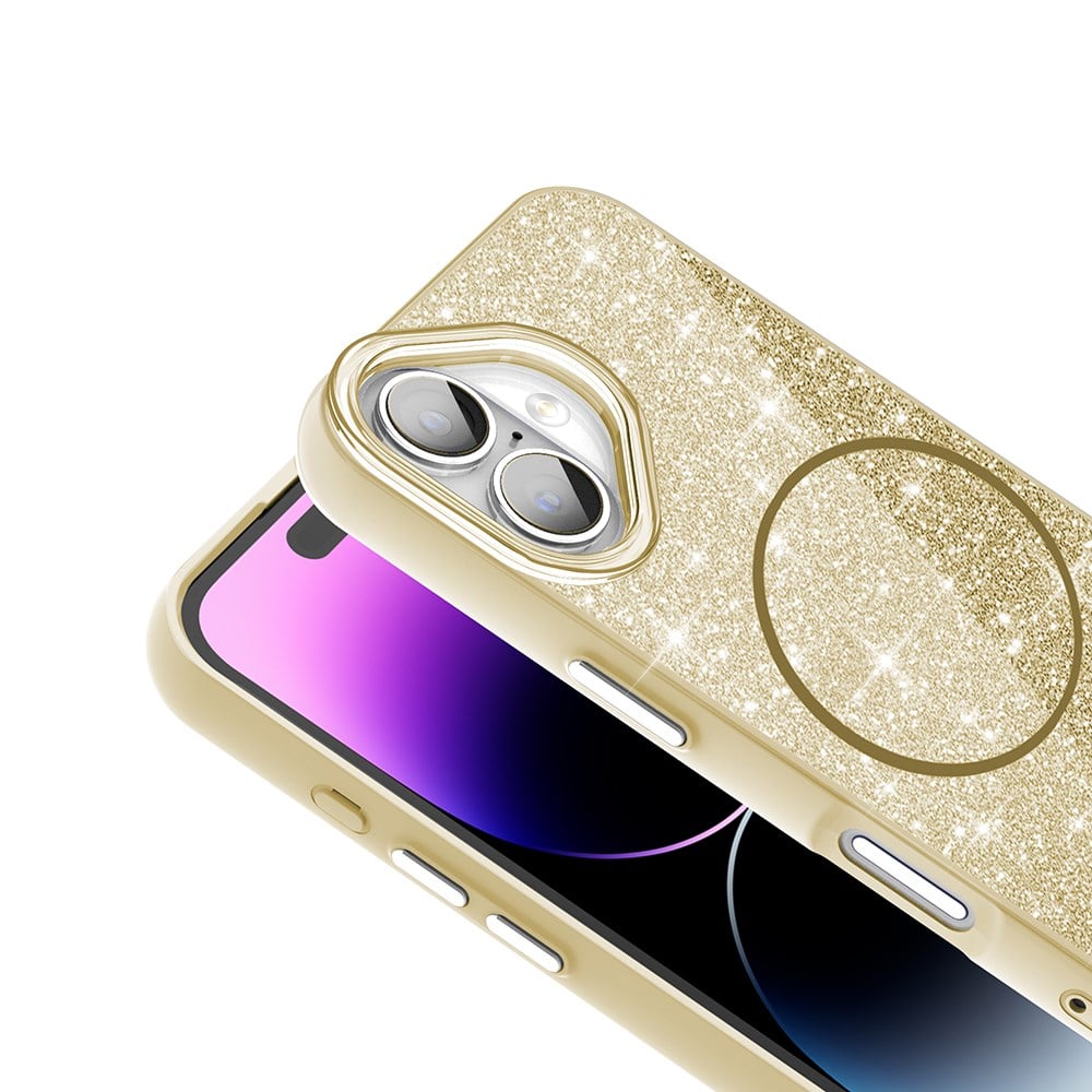 Apple iPhone 16 Plus Kılıf M-safe Şarj Özellikli Parlayan Simli Zore Okso Kapak