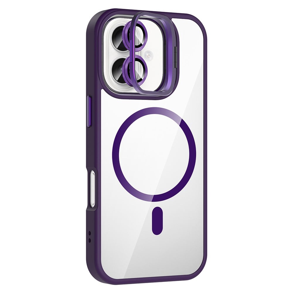 Apple iPhone 16 Plus Kılıf Standlı ve Kamera Lens Hediyeli M-Safe Şarj Özellikli Zore Etro Kapak