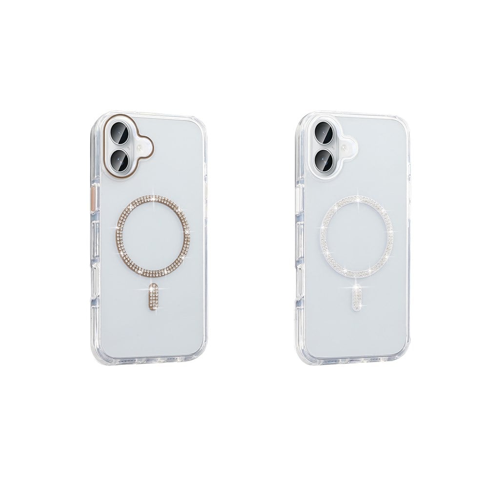 Apple iPhone 16 Plus Kılıf Taşlı Tasarım M-safe Şarj Özellikli Zore Koment Silikon Kapak