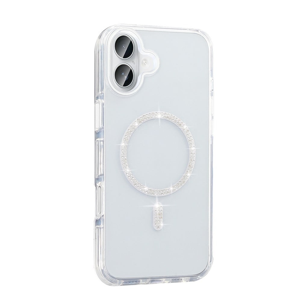 Apple iPhone 16 Plus Kılıf Taşlı Tasarım M-safe Şarj Özellikli Zore Koment Silikon Kapak