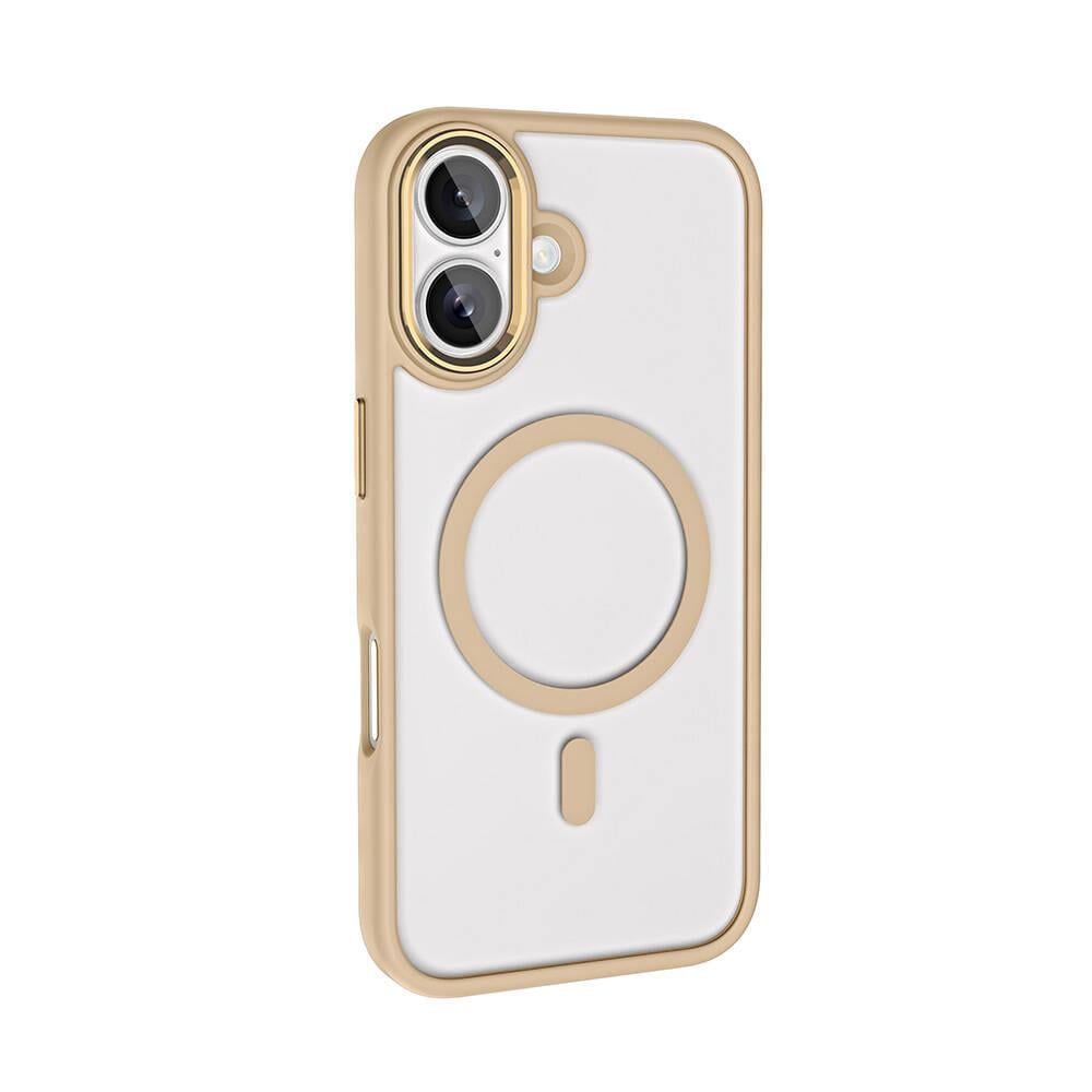 Apple iPhone 16 Plus Kılıf Wireless Şarj Özellikli Zore Krom M-safe Silikon Kapak