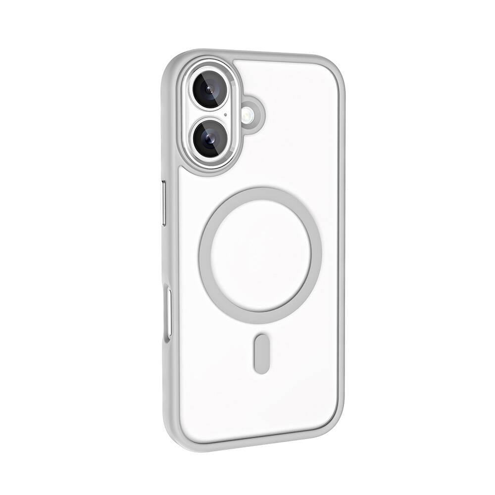 Apple iPhone 16 Plus Kılıf Wireless Şarj Özellikli Zore Krom M-safe Silikon Kapak
