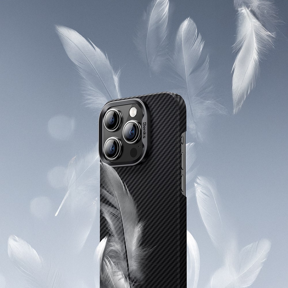 Apple iPhone 16 Pro Kılıf Benks M-safe Şarj Özellikli Metal Kamera Çerçeveli Magnetik ArmorAir 600D Kevlar Fiber Kapak