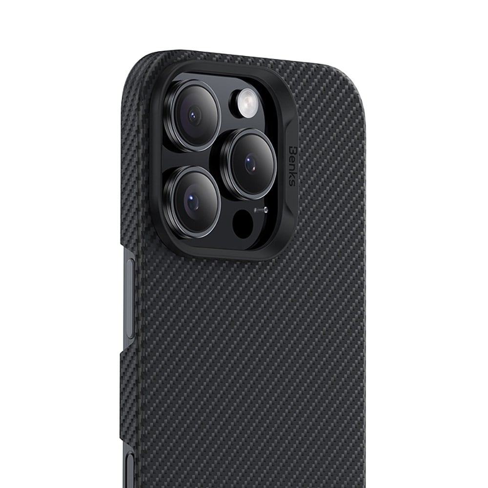 Apple iPhone 16 Pro Kılıf Benks M-safe Şarj Özellikli Metal Kamera Çerçeveli Magnetik ArmorAir 600D Kevlar Fiber Kapak