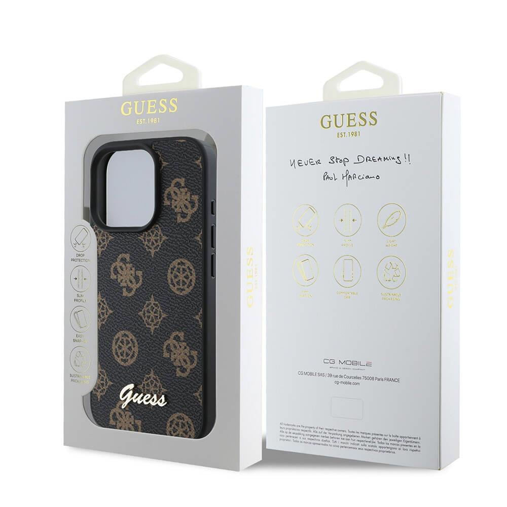 Apple iPhone 16 Pro Kılıf Guess Orjinal Lisanslı M-safe Şarj Özellikli Yazı Logolu Peony Kapak