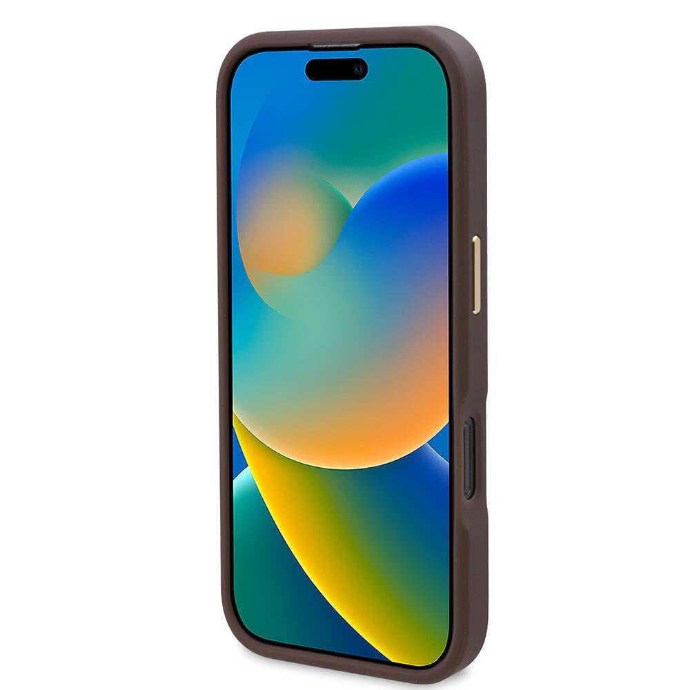 Apple iPhone 16 Pro Kılıf Guess Orjinal Lisanslı M-safe Şarj Özellikli Sıvılı Simli Çiçek Desenli Kapak