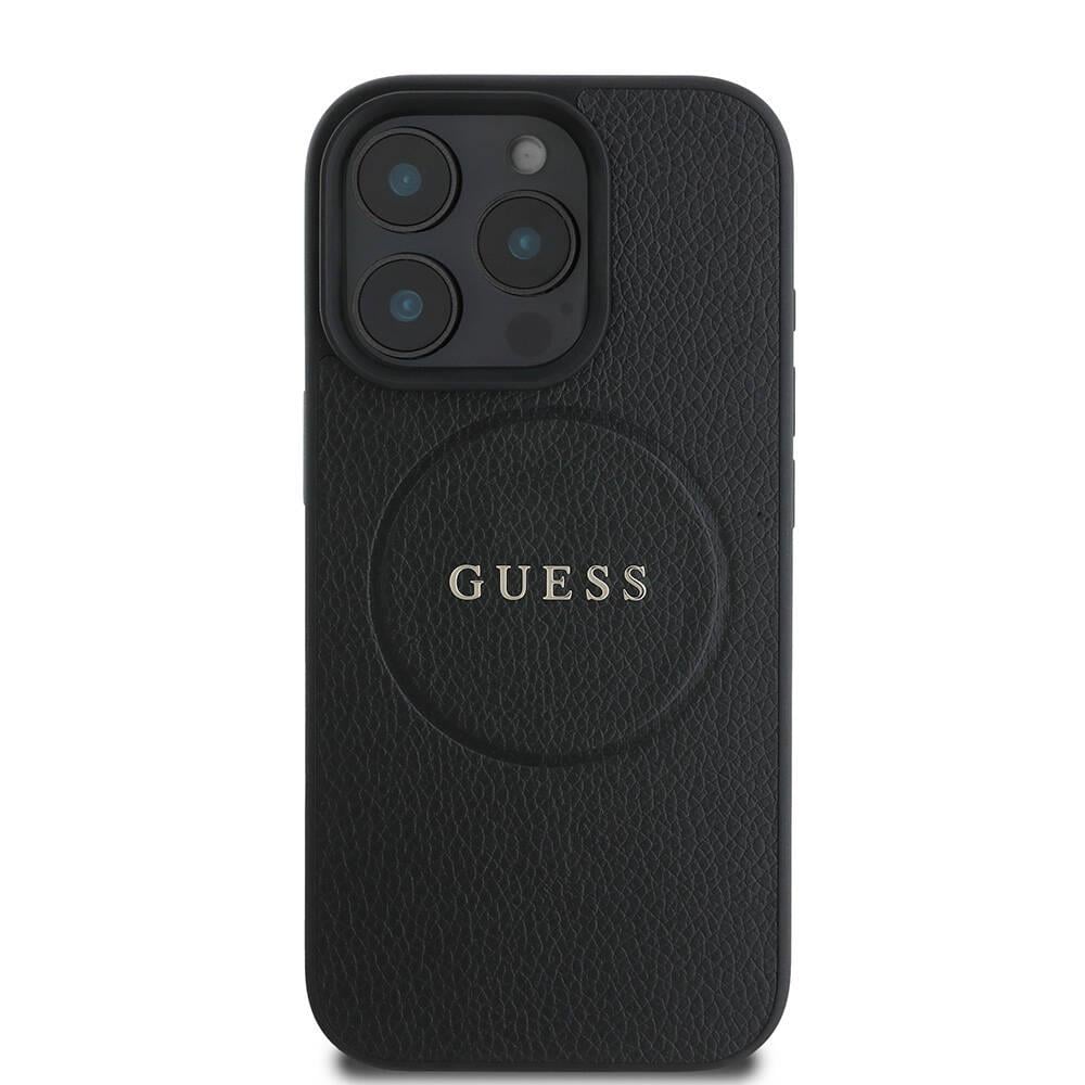 Apple iPhone 16 Pro Kılıf Guess Orjinal Lisanslı M-safe Şarj Özellikli Yazı Logolu Grained Kapak