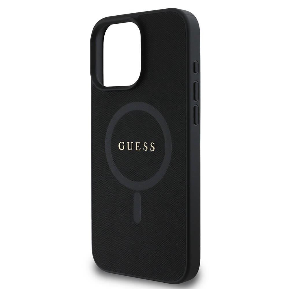 Apple iPhone 16 Pro Kılıf Guess Orjinal Lisanslı M-safe Şarj Özellikli Yazı Logolu Saffiano Classic Kapak