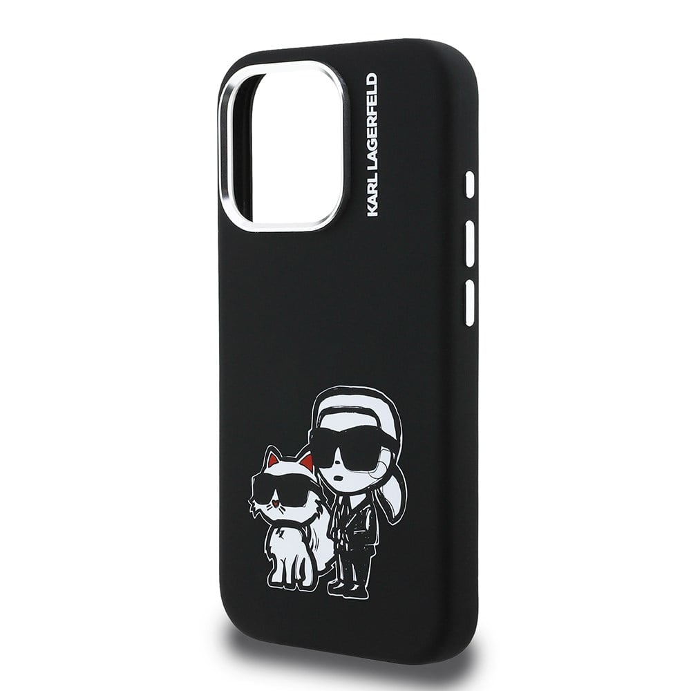 Apple iPhone 16 Pro Kılıf Karl Lagerfeld Orjinal Lisanslı Karl & Choupette Sketch Logo Sililkon Kapak