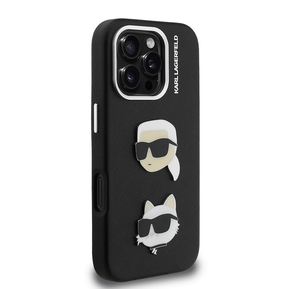 Apple iPhone 16 Pro Kılıf Karl Lagerfeld Orjinal Lisanslı K&C Heads Pin Kapak